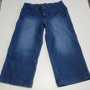 1822 Denim Deep Blue Flare Capri Jeans 14